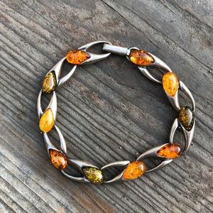 Vintage Shades of Amber Silver Bracelet